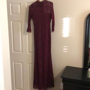 Burgundy floor length dress